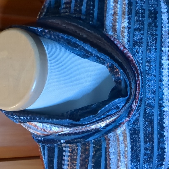 FDJ* Made in Canada long sleeve cowl neck multi colour striped velvety tunic top - Picture 5 of 12